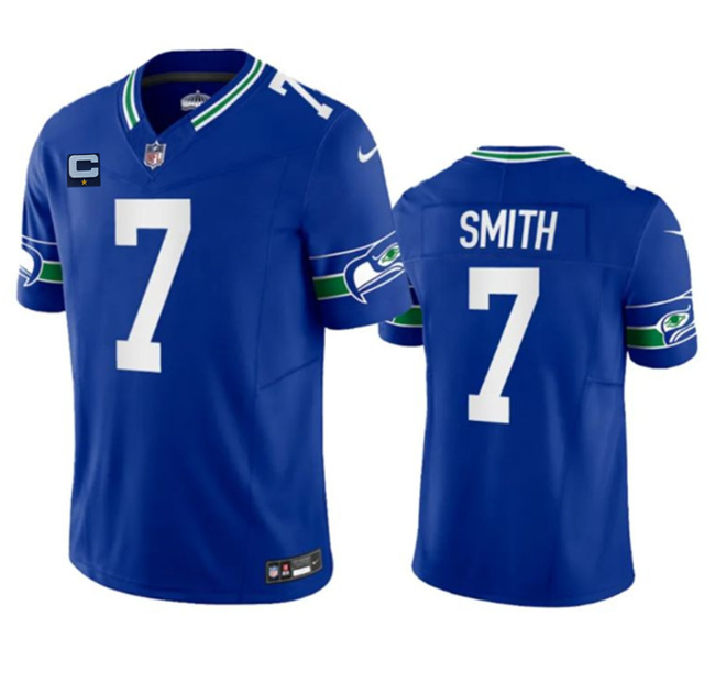 Seattle Seahawks #7 Geno Smith Royal 2023 F.U.S.E. With 1-Star C Patch Vapor Vapor Untouchable Limited Stitched Jersey