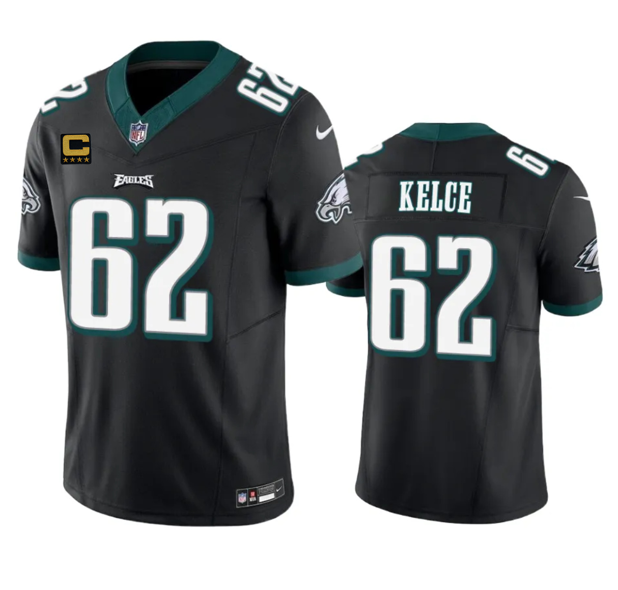 Philadelphia Eagles #62 Jason Kelce Black 2023 F.U.S.E. With 4-Star C Patch Vapor Vapor Untouchable Limited Stitched Jersey