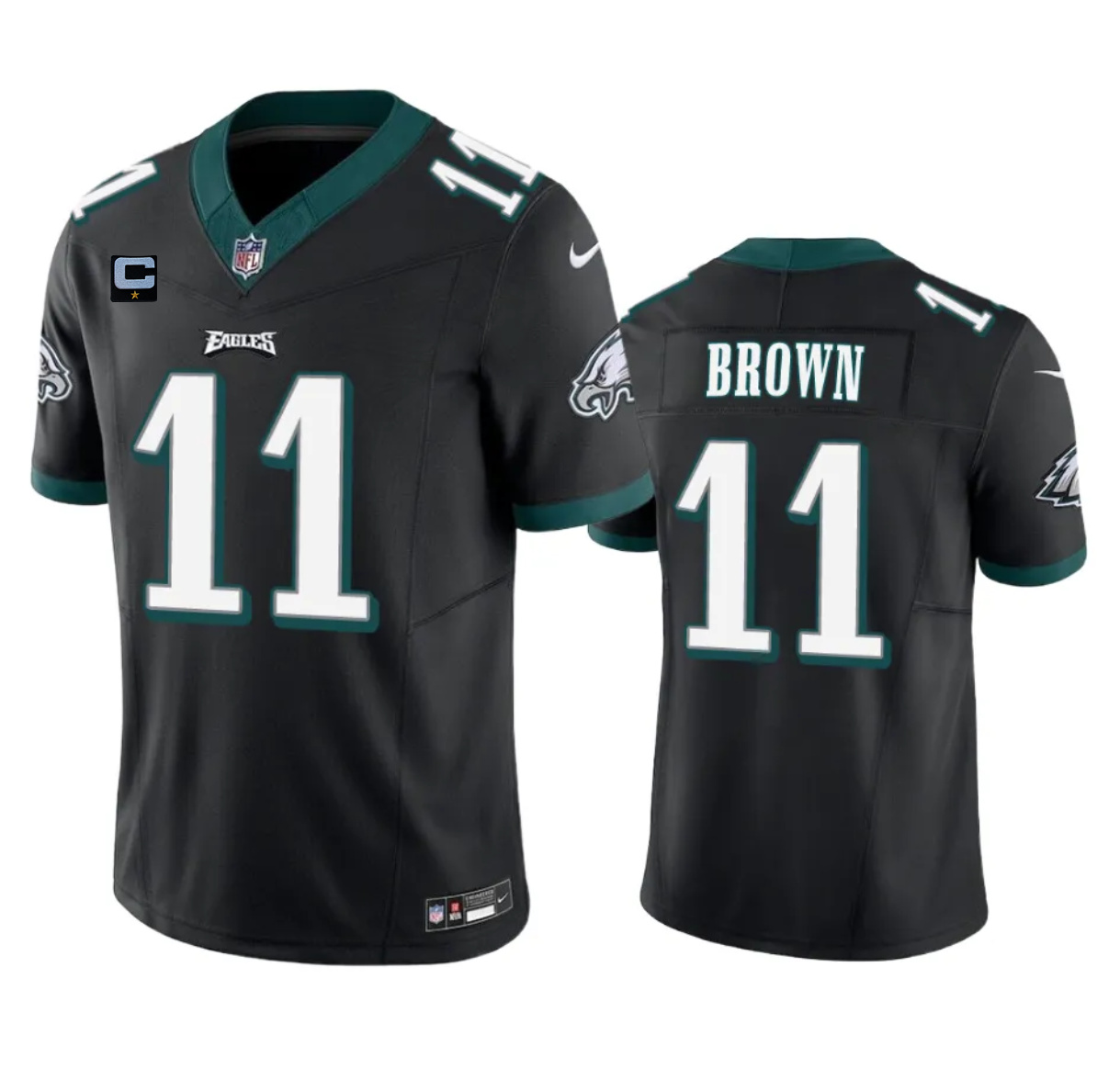 Philadelphia Eagles #11 A. J. Brown Black 2023 F.U.S.E. With 4-Star C Patch Vapor Untouchable Limited Stitched Jersey