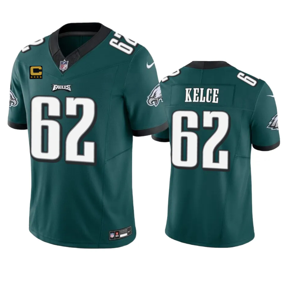 Philadelphia Eagles #62 Jason Kelce Green 2023 F.U.S.E. With 4-Star C Patch Vapor Untouchable Limited Stitched Jersey