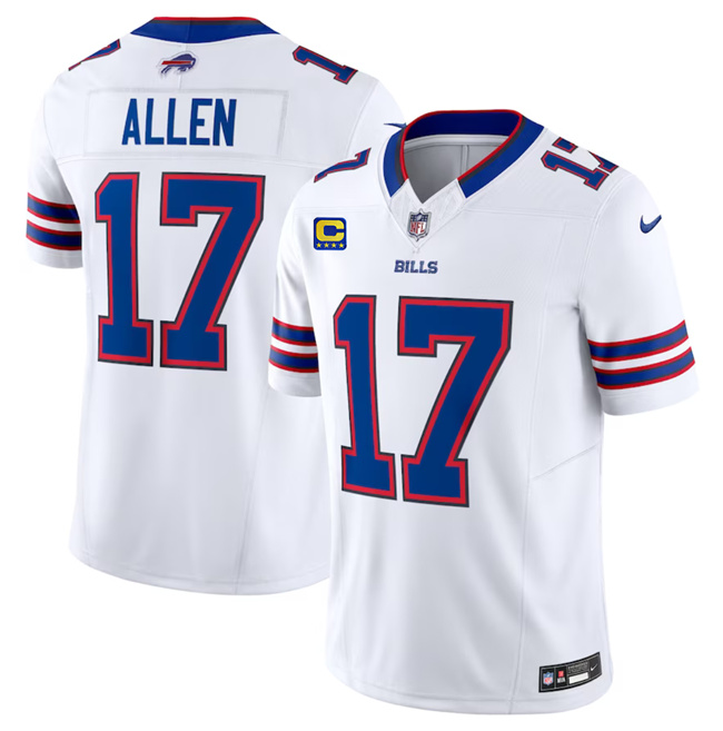 Buffalo Bills #17 Josh Allen White 2023 F.U.S.E. With 4-Star C Patch Vapor Untouchable Limited Stitched Jersey