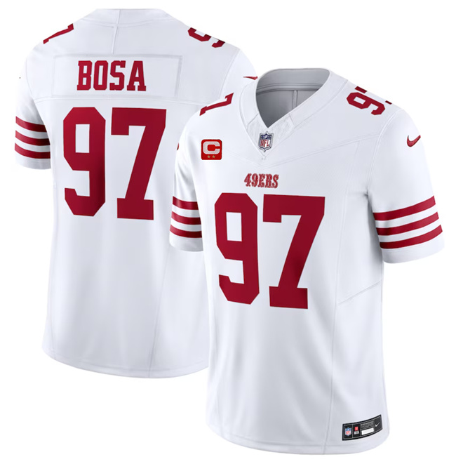 San Francisco 49ers #97 Nick Bosa White 2023 F.U.S.E. With 1-Star C Patch Vapor Untouchable Limited Stitched Jersey