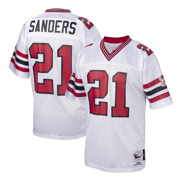 Atlanta Falcons #21 Deion Sanders White Mitchell Ness Stitched Jersey