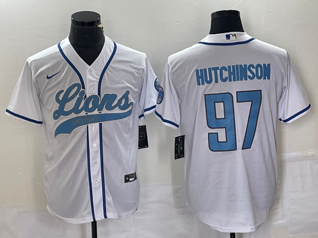 Detroit Lions #97 Aidan Hutchinson White Cool Base Stitched Jersey