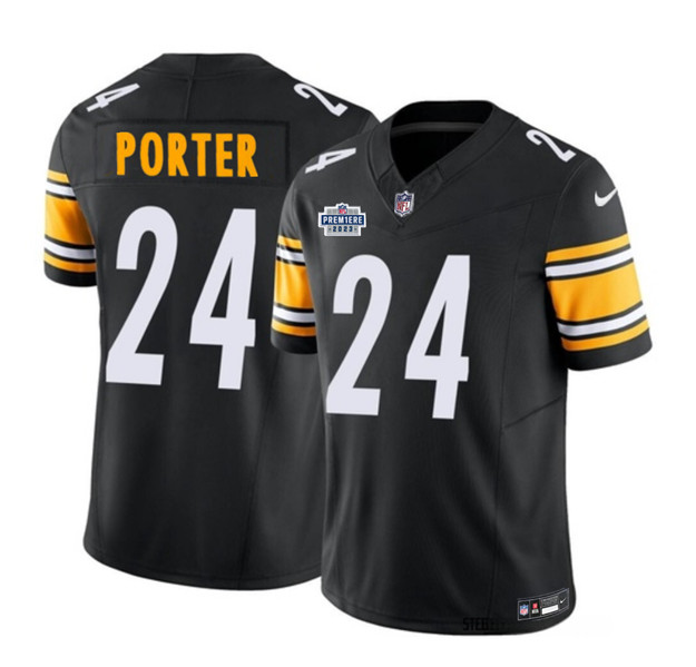 Pittsburgh Steelers #24 Joey Porter Jr. Black 2023 F.U.S.E. Prem1ere Patch Vapor Untouchable Limited Stitched Jersey
