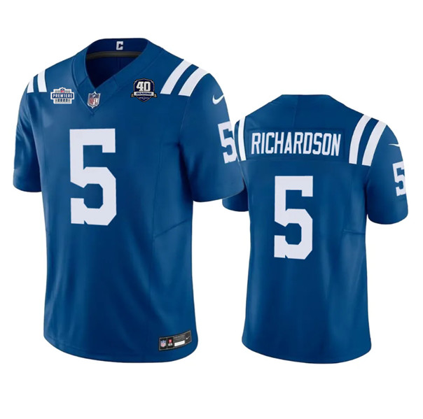 Indianapolis Colts #5 Anthony Richardson Royal 2023 F.U.S.E. Prem1ere Patch 40th Anniversary Vapor Untouchable Limited Stitched Jersey
