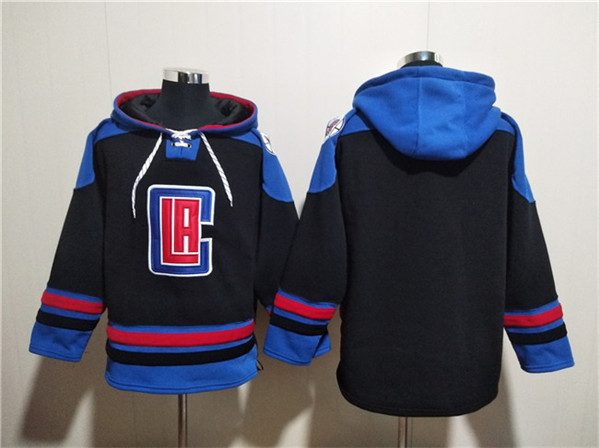 Los Angeles Clippers Blank Black Blue Lace-Up Pullover Hoodie