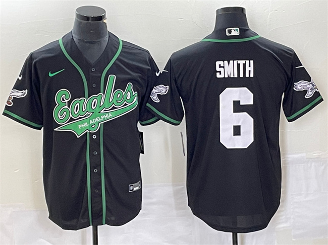Philadelphia Eagles #6 DeVonta Smith Black Cool Base Stitched Jersey