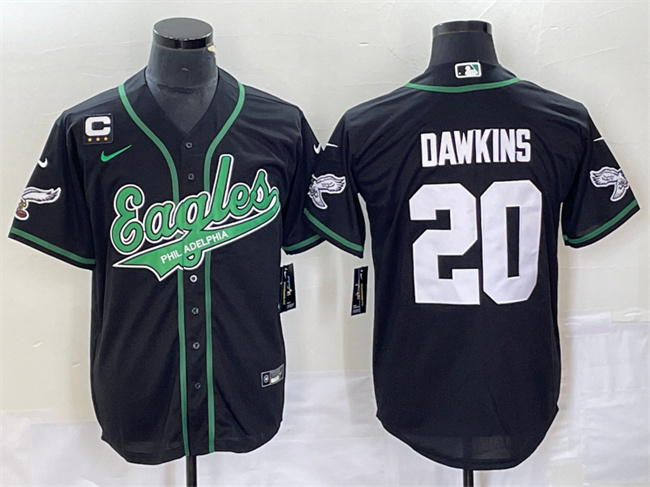 Philadelphia Eagles #20 Brian Dawkins Black With C Patch Cool Base Stitched Jersey