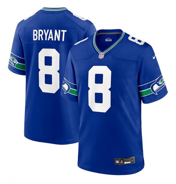 Seattle Seahawks #8 Coby Bryant Royal Throwback Player Stitched Game Jersey