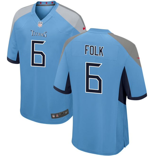Tennessee Titans #6 Nick Folk Light Blue Stitched Game Jersey