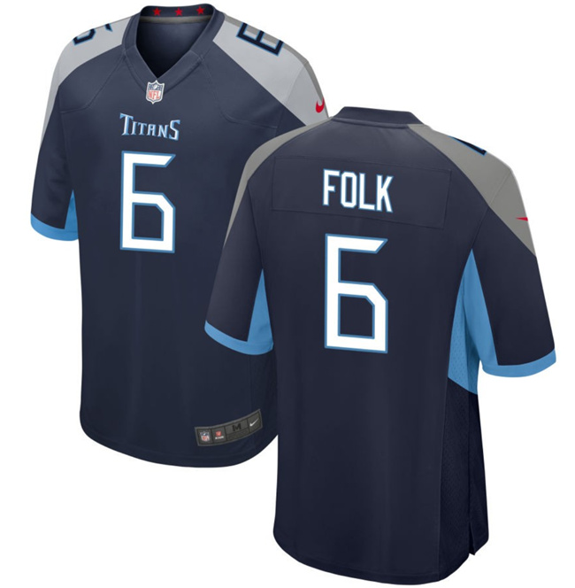 Tennessee Titans #6 Nick Folk Navy Stitched Game Jersey