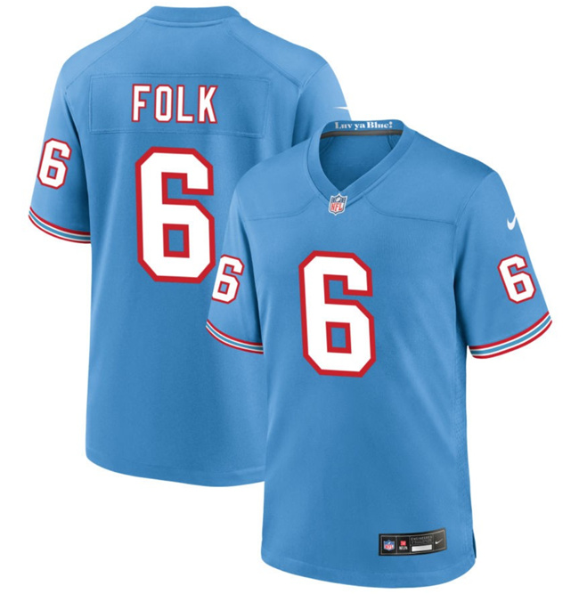 Tennessee Titans #6 Nick Folk Light Blue Throwback Player Stitched Game Jersey