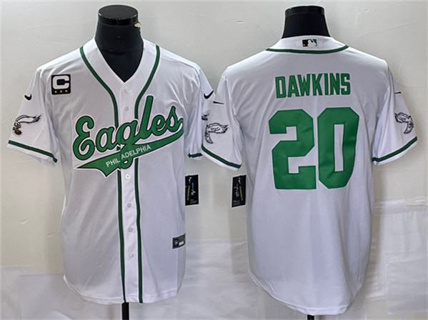 Philadelphia Eagles #20 Brian Dawkins White With C Patch Cool Base Stitched Jersey