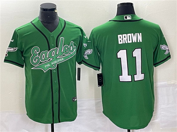 Philadelphia Eagles #11 A. J. Brown Green Cool Base Stitched Jersey