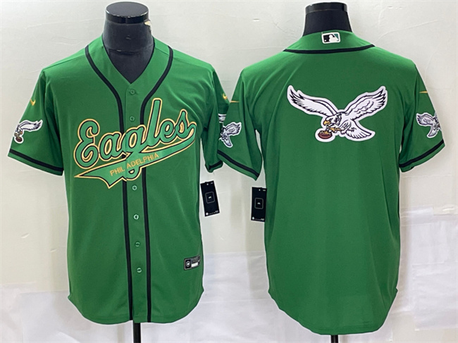 Philadelphia Eagles Green Gold Team Big Logo Cool Base Stitched Jersey