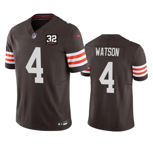 Cleveland Browns #4 Deshaun Watson Brown 2023 F.U.S.E. With Jim Brown Memorial Patch Vapor Untouchable Limited Stitched Jersey