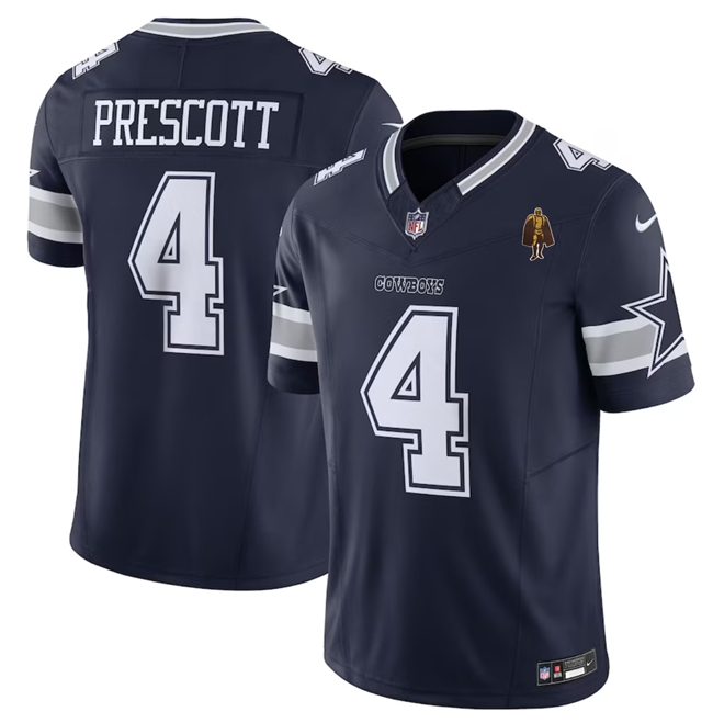 Dallas Cowboys #4 Dak Prescott Navy 2023 F.U.S.E. With Walter Payton Patch Vapor Limited Stitched Jersey