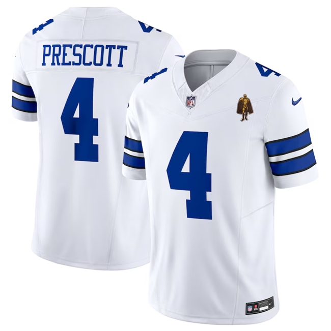 Dallas Cowboys #4 Dak Prescott White 2023 F.U.S.E. With Walter Payton Patch Vapor Limited Stitched Jersey