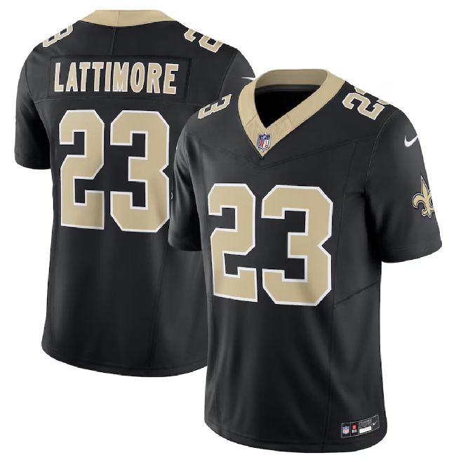 New Orleans Saints #23 Marshon Lattimore Black 2023 F.U.S.E. Vapor Untouchable Limited Stitched Jersey