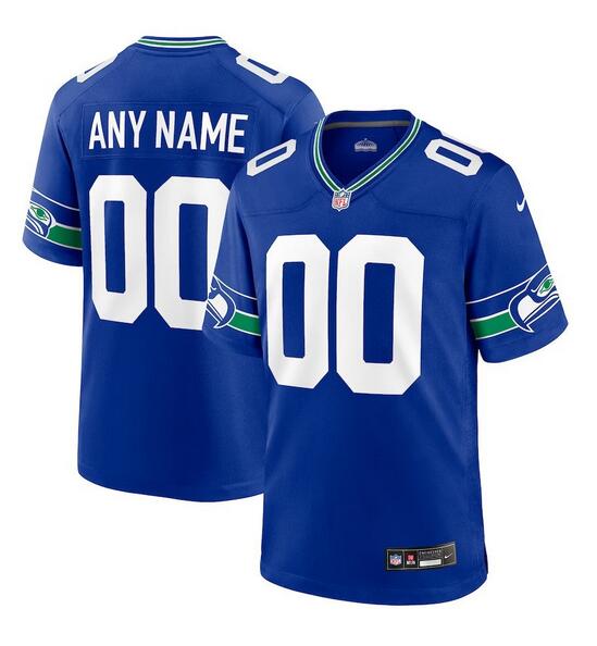Seattle Seahawks Custom Royal Throwback Stitched Game Jersey