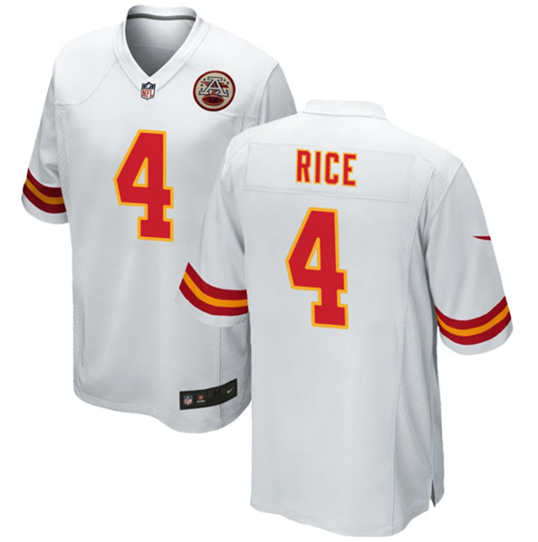 Kansas City Chiefs #4 Rashee Rice White Stitched Game Jersey