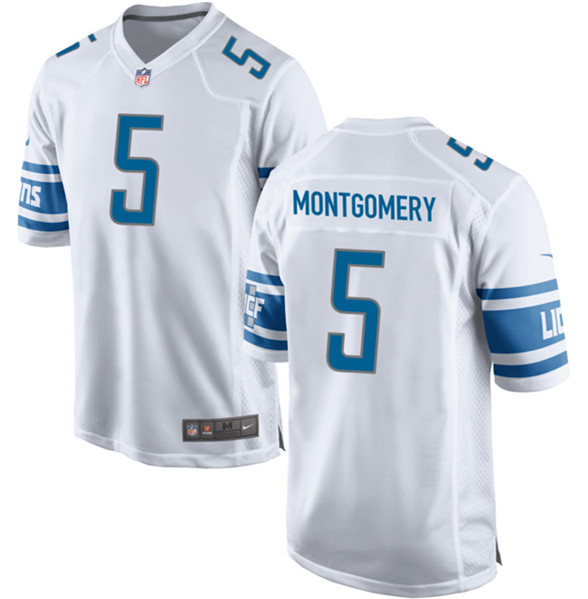 Detroit Lions #5 David Montgomery White Stitched Game Jersey