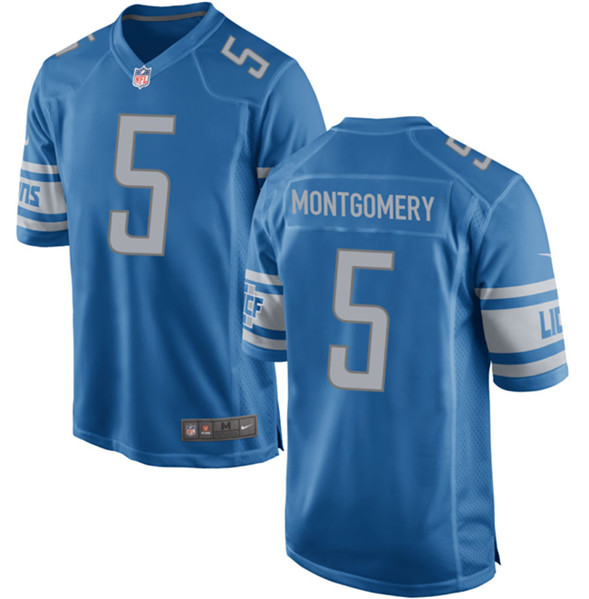 Detroit Lions #5 David Montgomery Blue Stitched Game Jersey