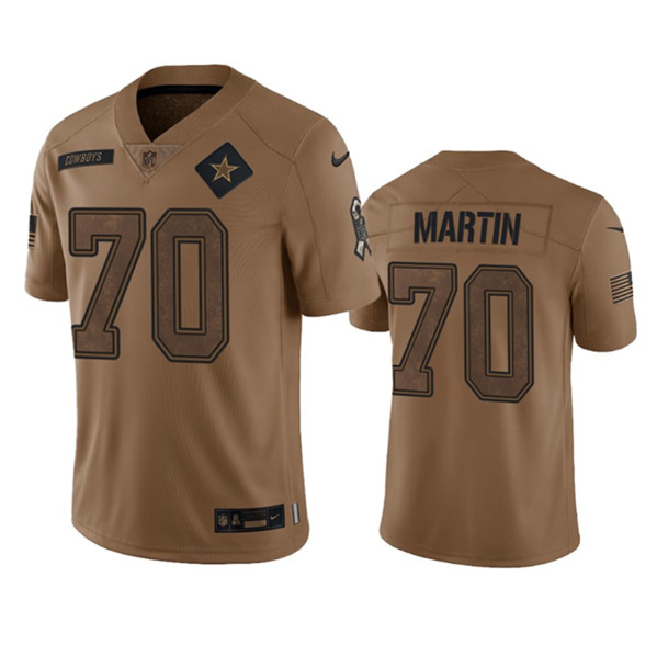 Dallas Cowboys #70 Zack Martin 2023 Brown Salute To Service Limited Stitched Jersey
