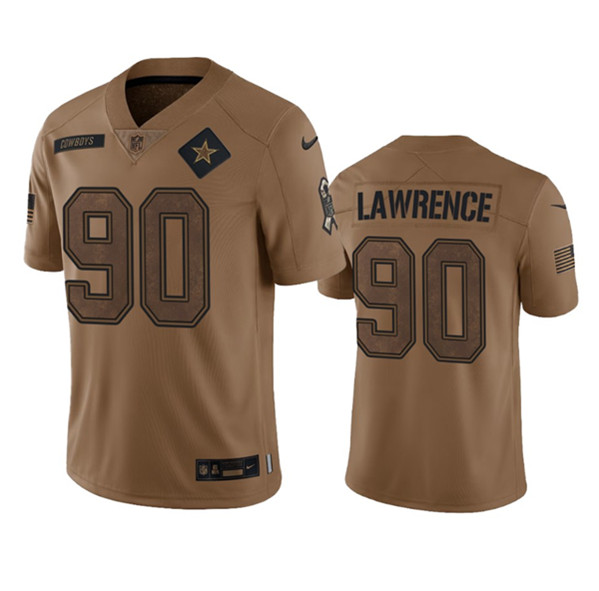 Dallas Cowboys #90 DeMarcus Lawrence 2023 Brown Salute To Service Limited Stitched Jersey