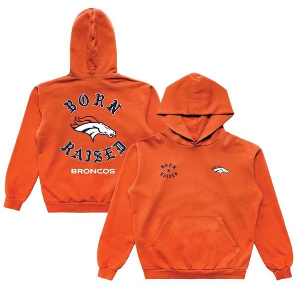 Denver Broncos Born X Raised Orange Pullover Hoodie