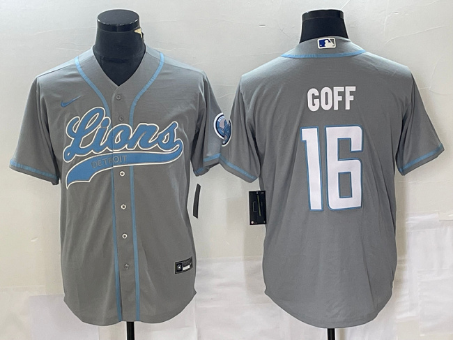 Detroit Lions #16 Jared Goff Gray Cool Base Stitched Jersey