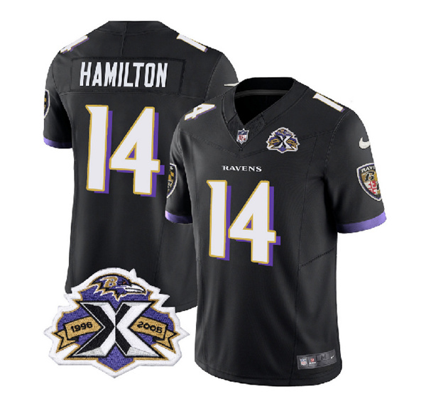 Baltimore Ravens #14 Kyle Hamilton Black 2023 F.U.S.E With Patch Throwback Vapor Limited Stitched Jersey