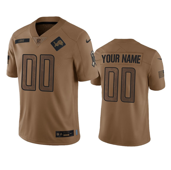 Detroit Lions Custom 2023 Brown Salute To Service Limited Stitched Jersey