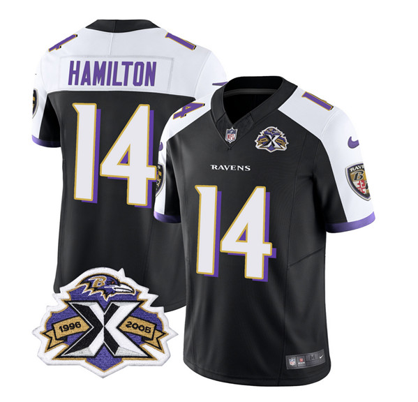 Baltimore Ravens #14 Kyle Hamilton Black White 2023 F.U.S.E With Patch Throwback Vapor Limited Stitched Jersey