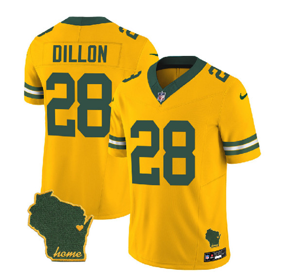 Green Bay Packers #28 A.J. Dillon Gold 2023 F.U.S.E. Home Patch Vapor Untouchable Limited Stitched Jersey