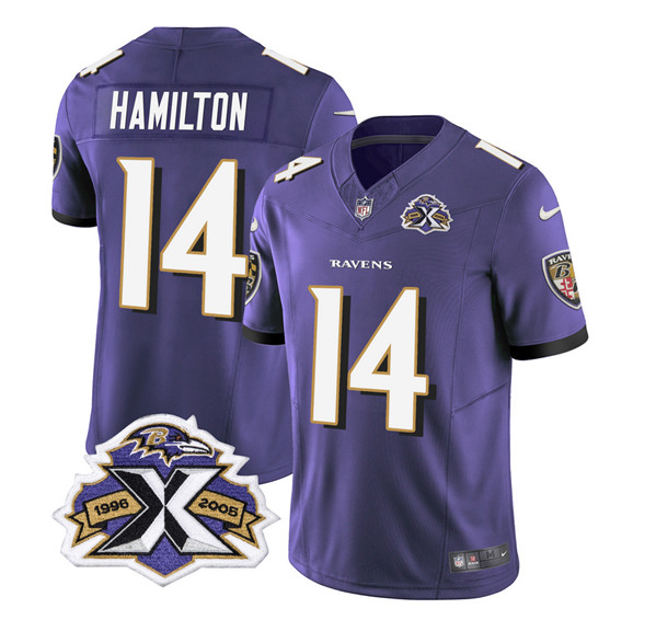 Baltimore Ravens #14 Kyle Hamilton Purple 2023 F.U.S.E With Patch Throwback Vapor Limited Stitched Jersey
