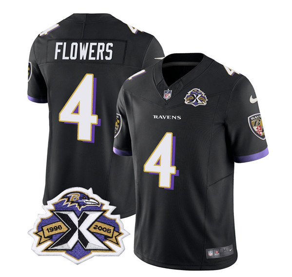 Baltimore Ravens #4 Zay Flowers Black 2023 F.U.S.E With Patch Throwback Vapor Limited Stitched Jersey