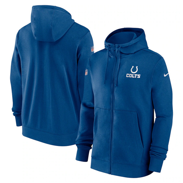 Indianapolis Colts Blue Sideline Club Performance Full-Zip Hoodie