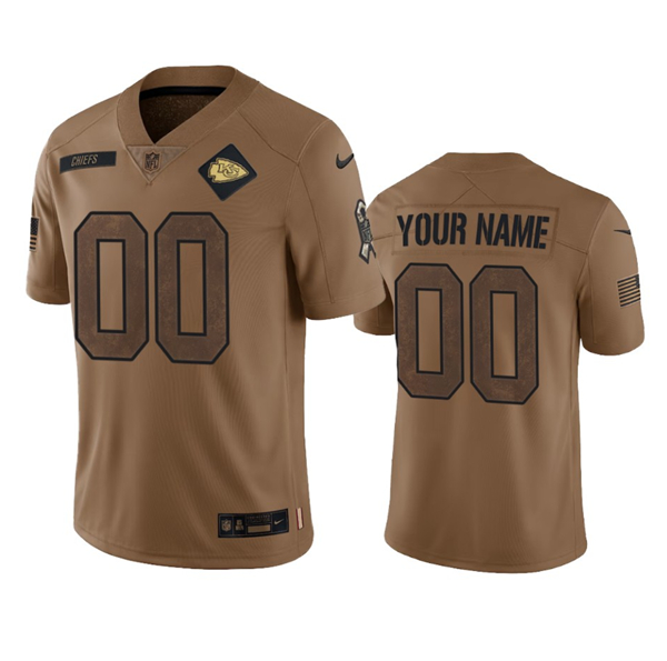 Kansas City Chiefs Custom 2023 Brown Salute To Service Limited Stitched Jersey