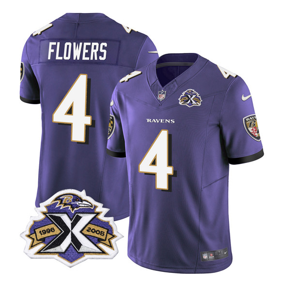 Baltimore Ravens #4 Zay Flowers Purple 2023 F.U.S.E With Patch Throwback Vapor Limited Stitched Jersey