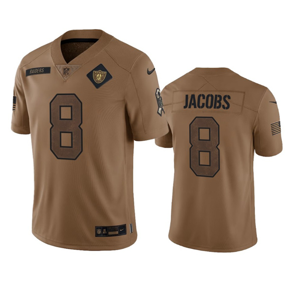 Las Vegas Raiders #8 Josh Jacobs 2023 Brown Salute To Service Limited Stitched Jersey