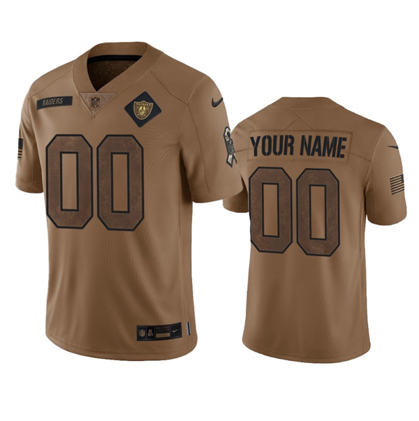 Las Vegas Raiders Custom 2023 Brown Salute To Service Limited Stitched Jersey