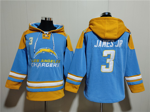 Los Angeles Chargers #3 Derwin James Jr. Blue Ageless Must-Have Lace-Up Pullover Hoodie