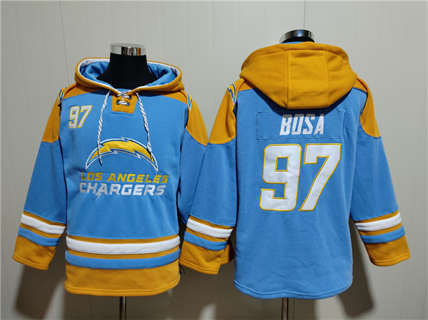 Los Angeles Chargers #97 Joey Bosa Blue Ageless Must-Have Lace-Up Pullover Hoodie