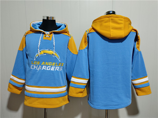 Los Angeles Chargers Blank Blue Ageless Must-Have Lace-Up Pullover Hoodie