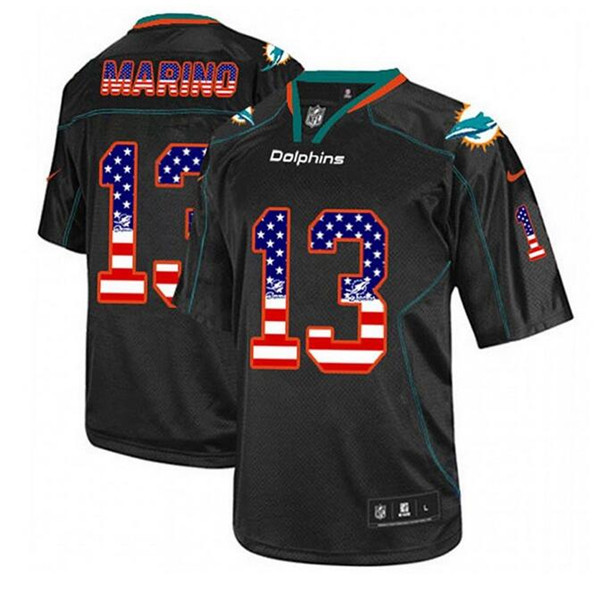 Miami Dolphins #13 Dan Marino Black USA Flag Fashion Stitched Jersey