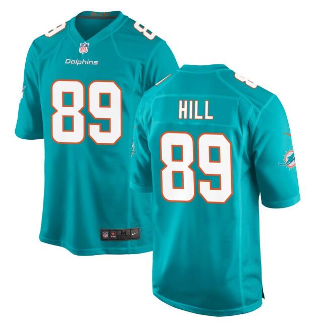 Miami Dolphins #89 Julian Hill Aqua Stitched Game Jersey