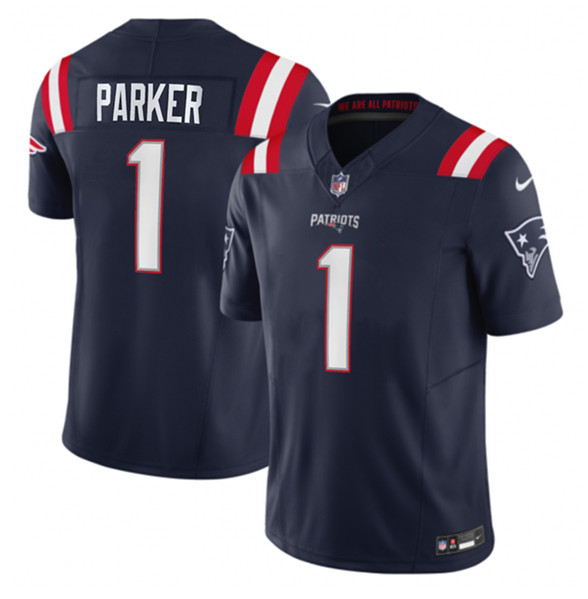 New England Patriots #1 DeVante Parker Navy 2023 F.U.S.E. Vapor Limited Stitched Jersey