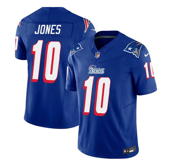 New England Patriots #10 Mac Jones Blue 2023 F.U.S.E. Vapor Limited Stitched Jersey